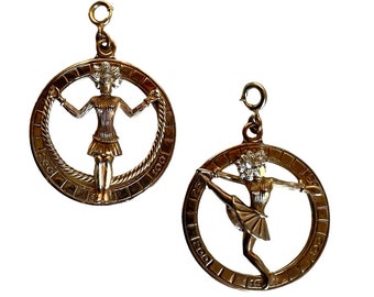 Pair Trifari Exercise Award Pendant Charms