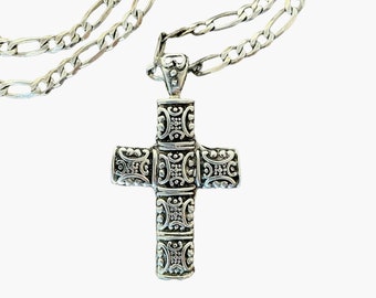 Mexico Sterling Silver Cross Pendant Necklace