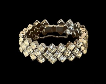 Vintage Triple Row Rhinestone Bracelet