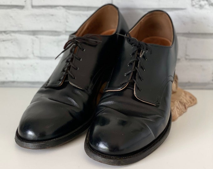 Vintage J. F. Mcelwain Co. Black Leather Oxford Shoes Military Issue ...