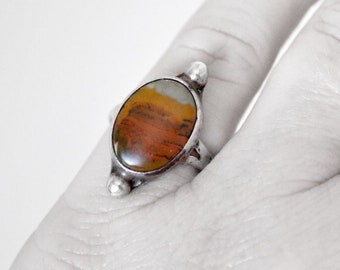 Vintage Banded Agate Ring Sterling Size 5