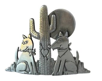 Vintage Coyote Sweetheart Brooch Jonette Jewelry