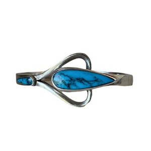 Vintage Turquoise and Sterling Silver Bracelet Taxco Mexico