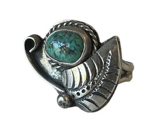 Native American Turquoise Ring Sterling Silver Size 4