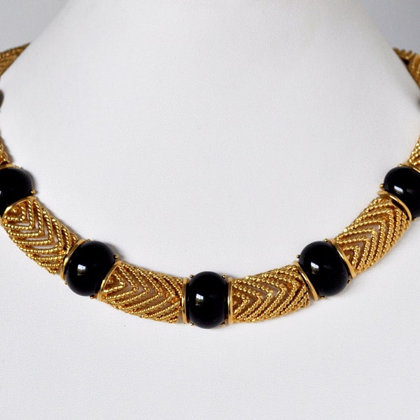 Vintage Trifari Gold and Black Necklace
