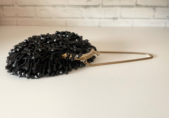 Vintage Black Beaded Wristlet Purse Hong Kong - image 8