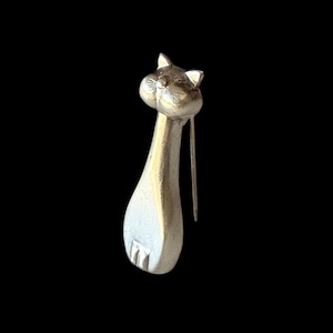 Danish Sterling Silver Modernist Cat Brooch Age Fausing Denmark