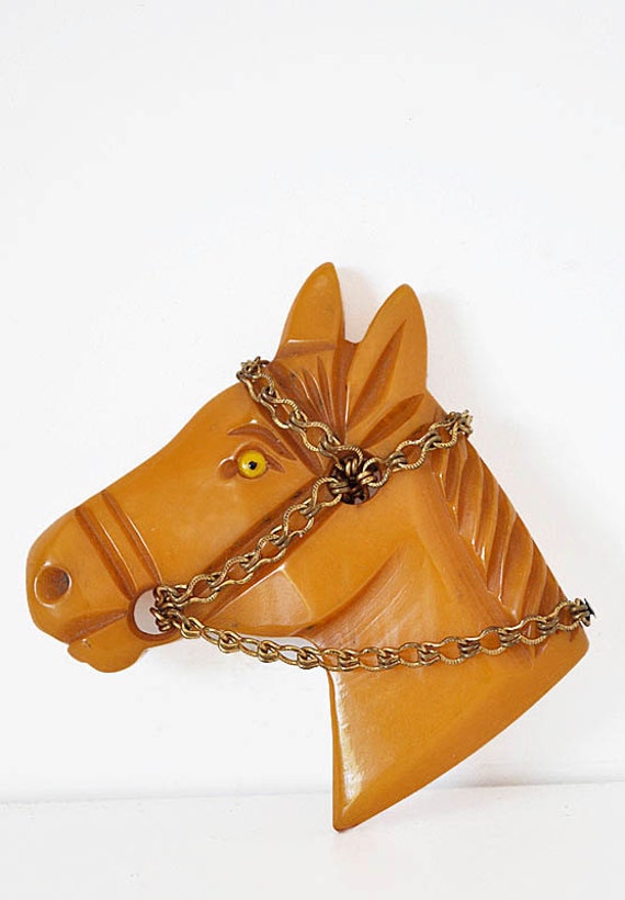 Vintage 40s Bakelite Horse Brooch