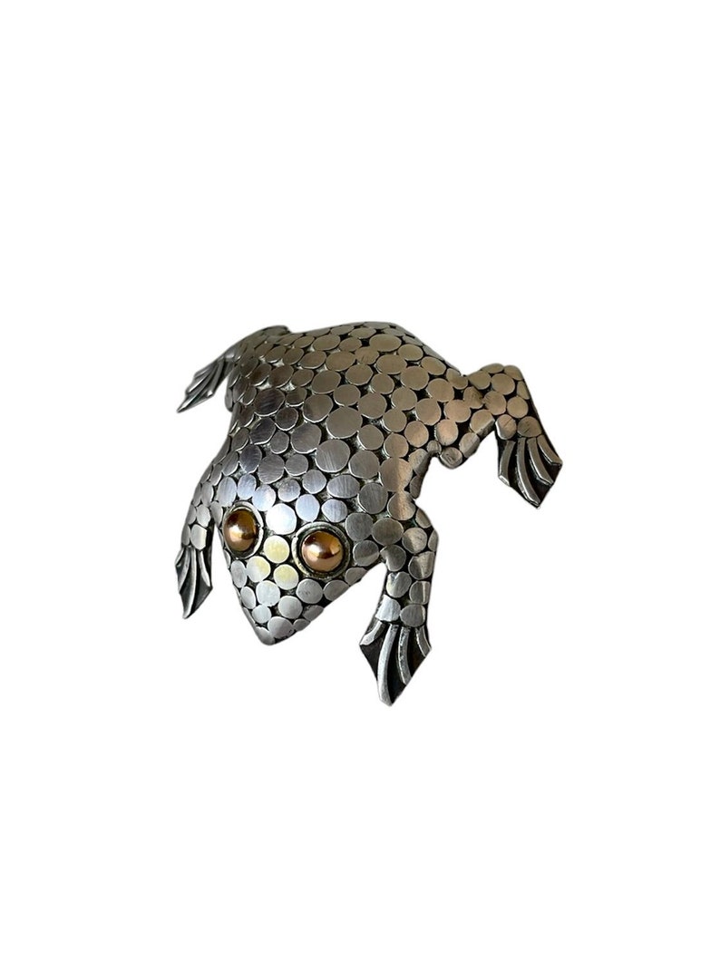 Vintage Frog Brooch Sterling Silver image 1