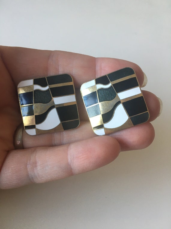 Vintage 80s Square Pierced Earrings