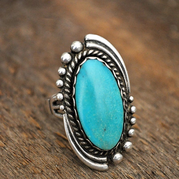 Native American Mens Sterling Silver Turquoise Ring