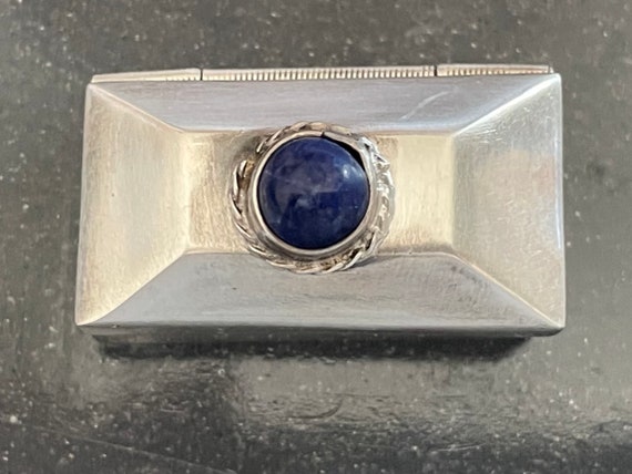 Taxco Sterling Silver and Lapis Hinged Trinket Pi… - image 7