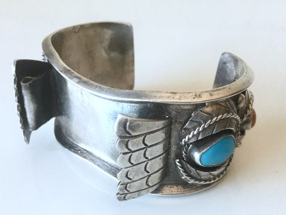 Native American Sterling Silver Turquoise and Cor… - image 4