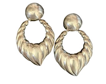 Large Vintage Sterling Silver Dangle Earrings