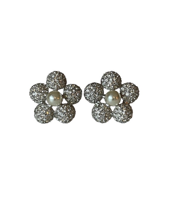 Vintage Hobe Rhinestone and Faux Pearl Earrings Clip On - Etsy 