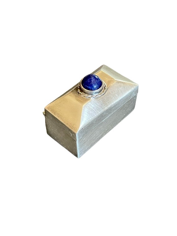 Taxco Sterling Silver and Lapis Hinged Trinket Pi… - image 2