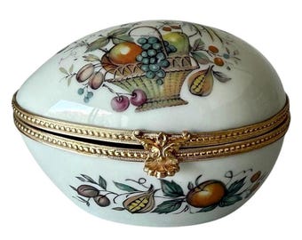 Vintage Limoges French Porcelain Egg Box France