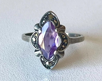 Vintage Amethyst Ring Sterling Size 9