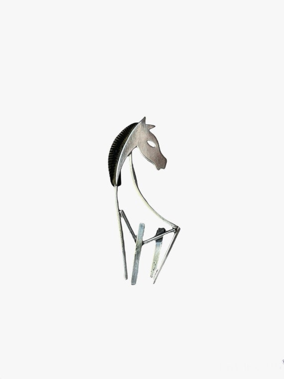 Modernist Beau Sterling Horse Brooch - image 1
