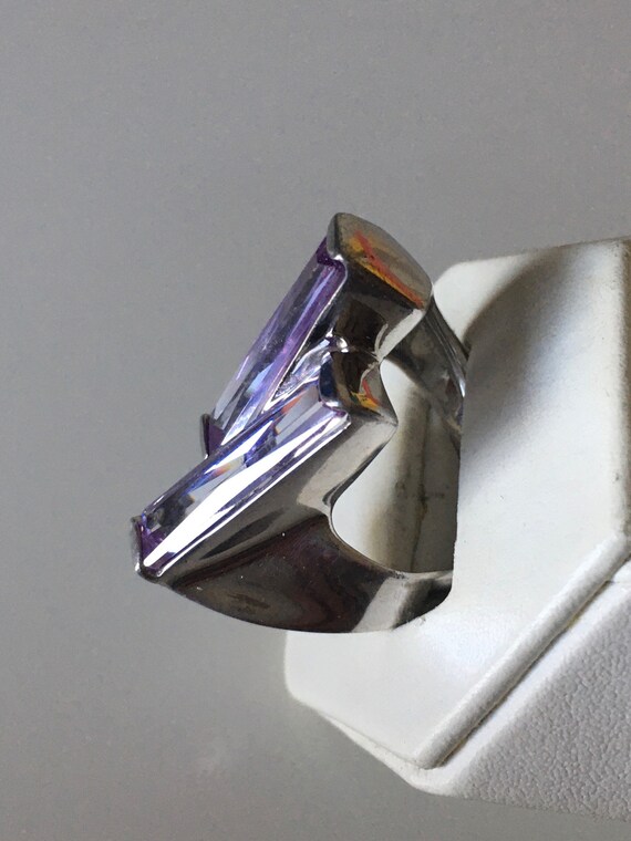 Amethyst Crystal Sterling Silver Statement Ring - image 4