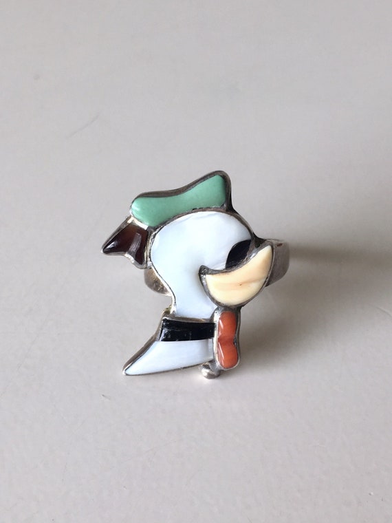 Rare Zuni Donald Duck Ring Zunitoons Size 8