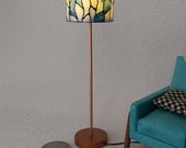 1 12 Dollhouse miniature Handpainted faux stained glass floor lamp Battery operated modern stained glass floor lamp with external wire