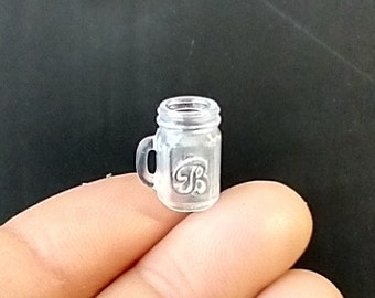 1:12 Dollhouse miniature mason jar inspired drinkware with handle Faux glass jar Price is for EACH REF Embossed Bs