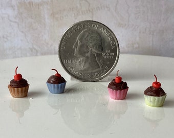 1:12 Dollhouse miniature chocolate cupcake with cherry candy topper Price is for EACH