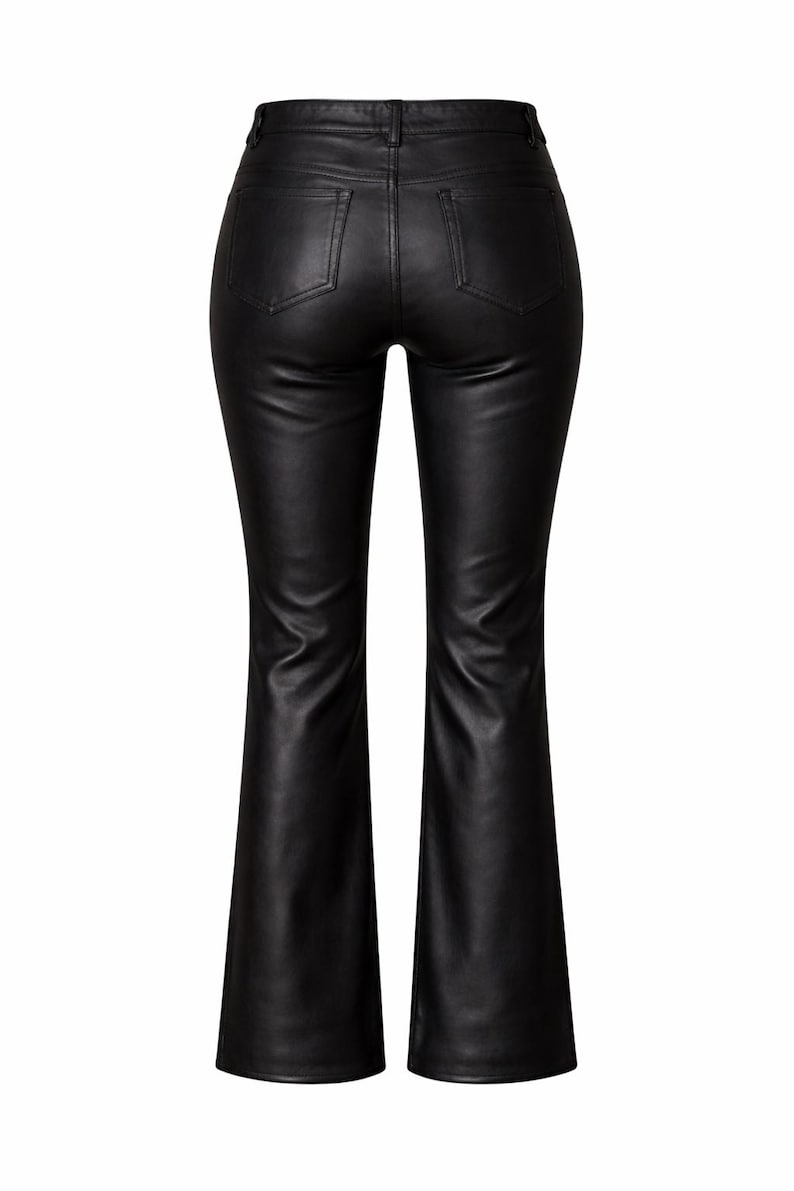 Valore Fox Black Leather Pants Women, Genuine Sheepskin Leather Trousers, High Waist Pants, Handmade Real Leather Pants, Women Leather Pants image 2