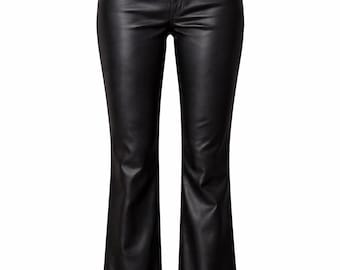 Valore Fox Black Leather Pants Women, Genuine Sheepskin Leather Trousers, High Waist Pants, Handmade Real Leather Pants, Women Leather Pants