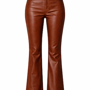 Pantalones de cuero marrón Valore Fox para mujer, pantalones de piel de oveja auténtica, pantalones de cuero de talle alto y corte ajustado, pantalones de cuero para motociclista hechos a mano.