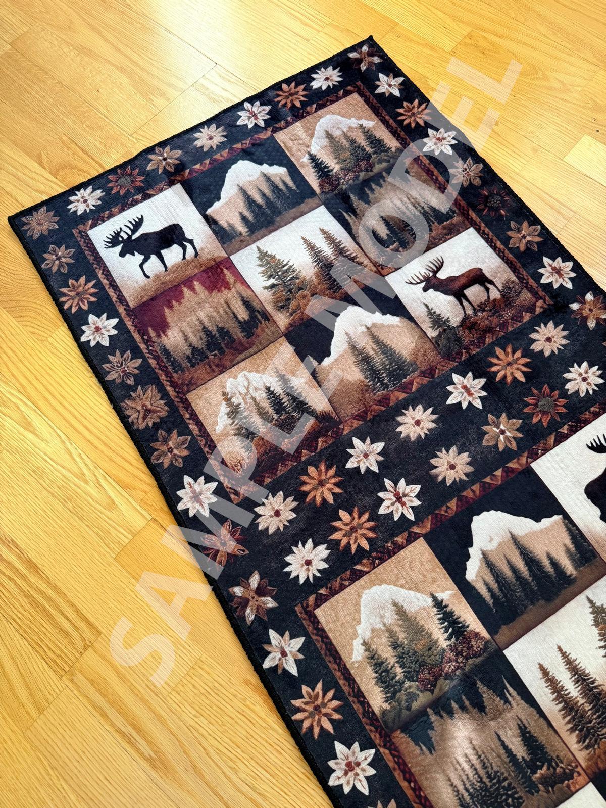 Rustic Wildlife Round Rug: Woodland Animal Area Decor, Moose Design - Etsy