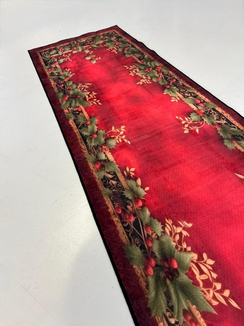 Red Holly Berry Christmas Rug, Traditional Holiday Decor - Etsy