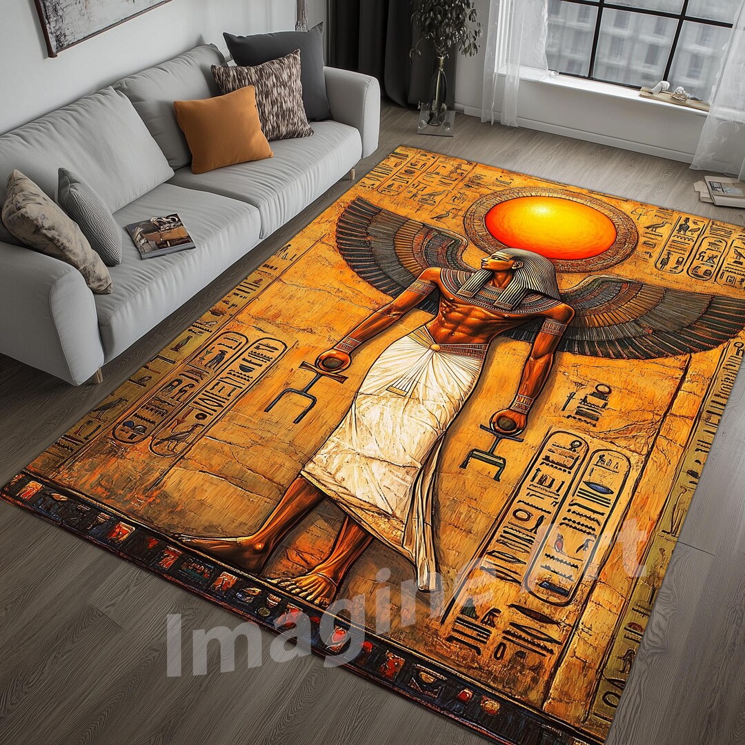 Ancient Egyptian Pharaoh Area Rug: Hieroglyphs Heb-sed Design - Etsy