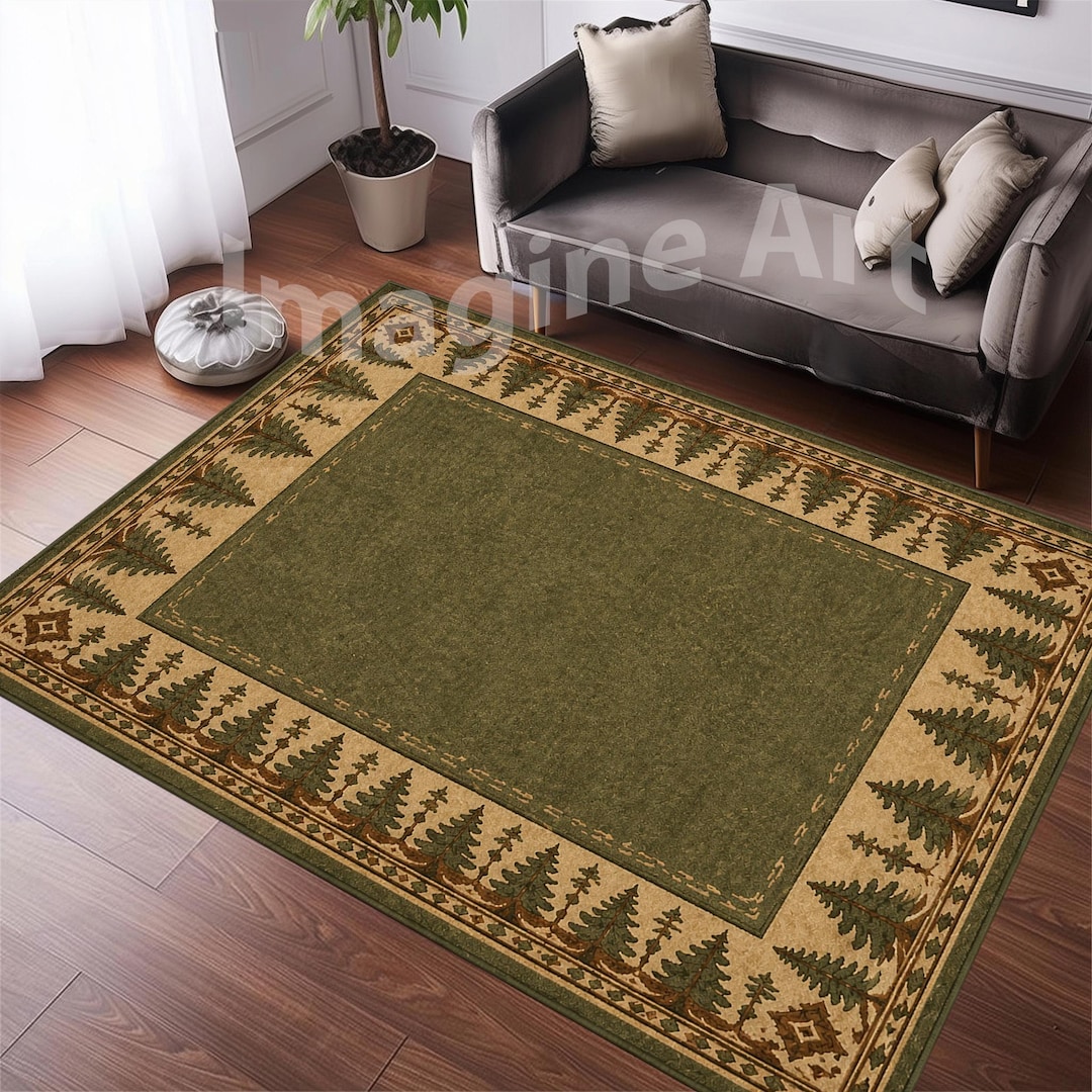 Pine Rugs Cabin Lodge Style Pine Rug: Earthy Forest Design - Etsy