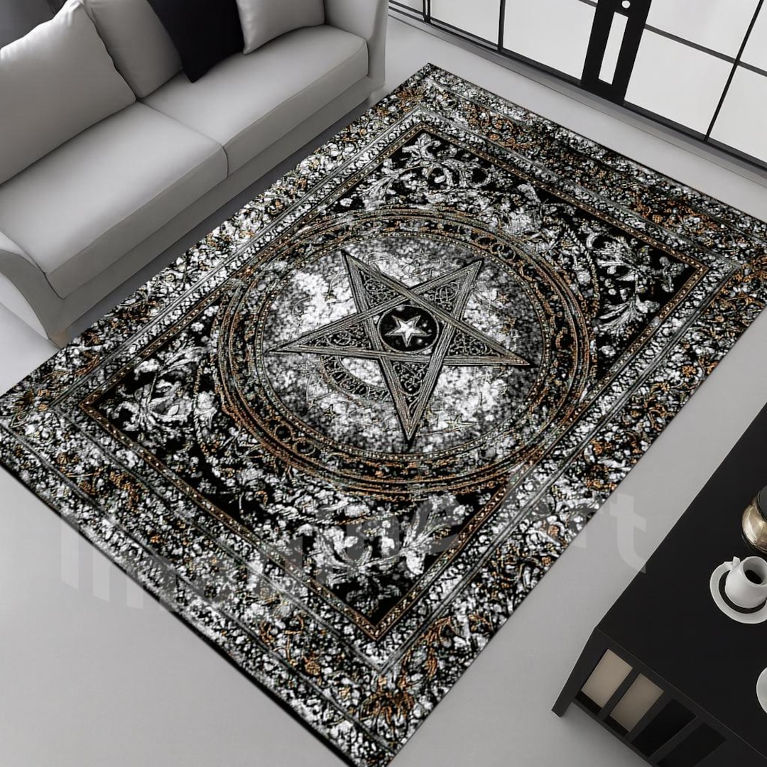 Gray Pentagram Area Rug: Tapestry Inspired Velvet Rug - Etsy