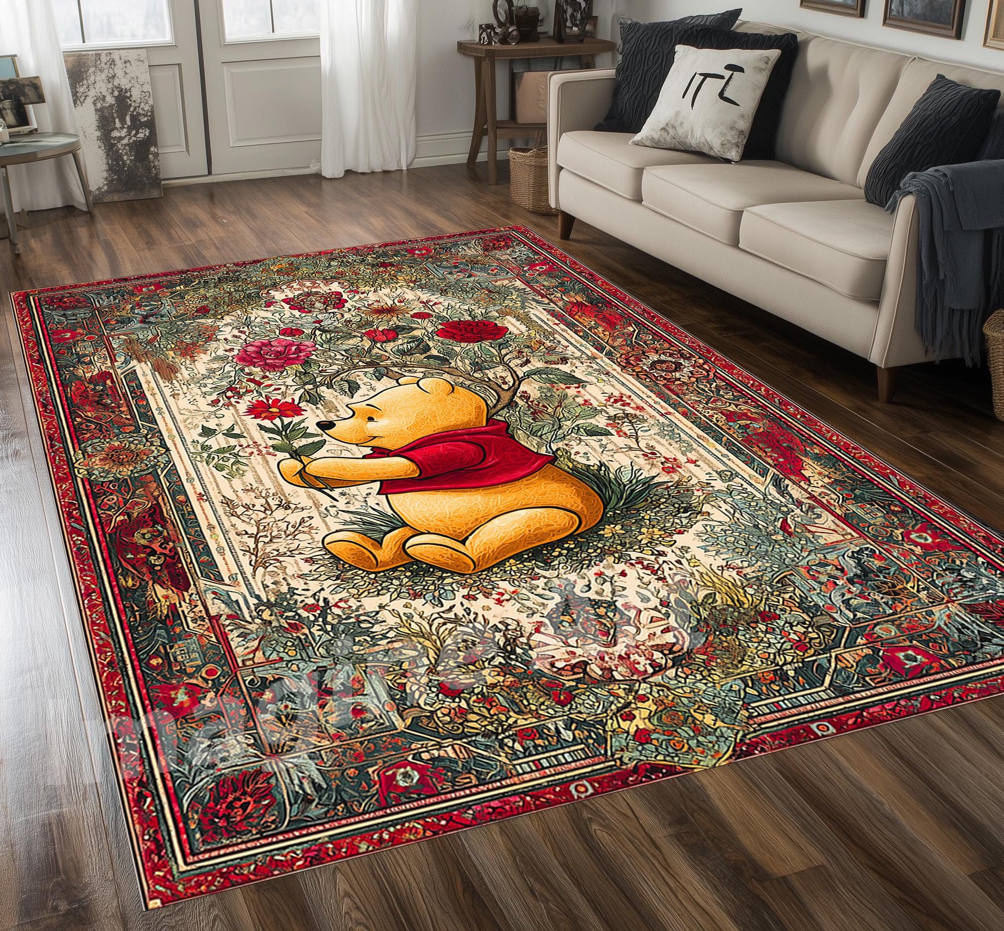 【エモい】Disney POOH プーさんUSA製vintage 厚手ラグマット Winnie the Pooh Carpet - Etsy