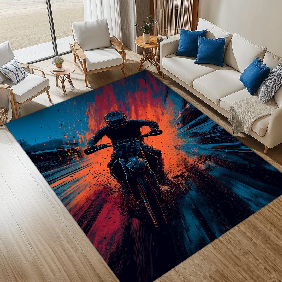 Mtb Rugs Dirt Bike Rug, Off-road Motorcycle Rug, Motocross Area Rug, Motorcycle ...