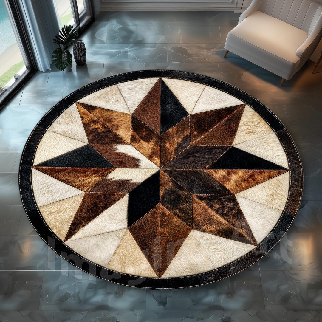 Rustic Cowhide Star Rug: Patchwork Hide, Western Star, Rodeo Chic ...