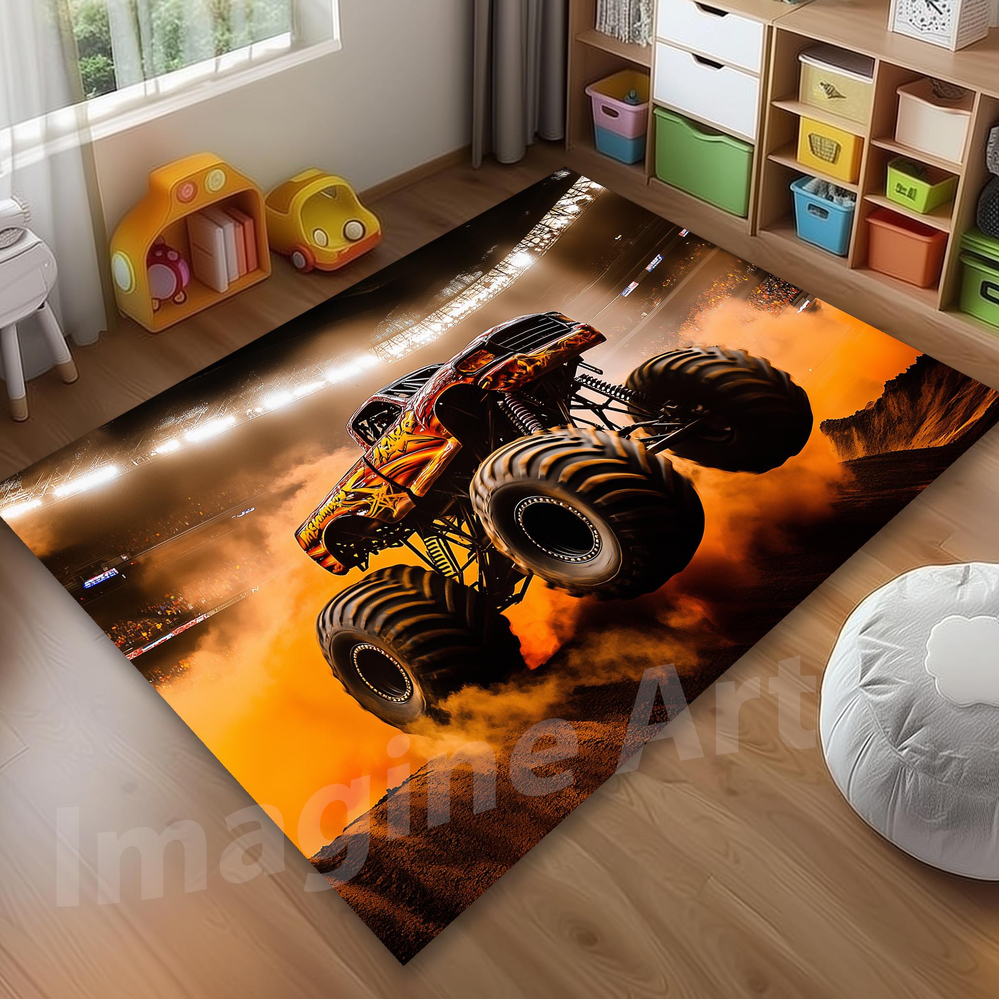 Monster Truck Arena Rug: Kids Room Decor - Etsy