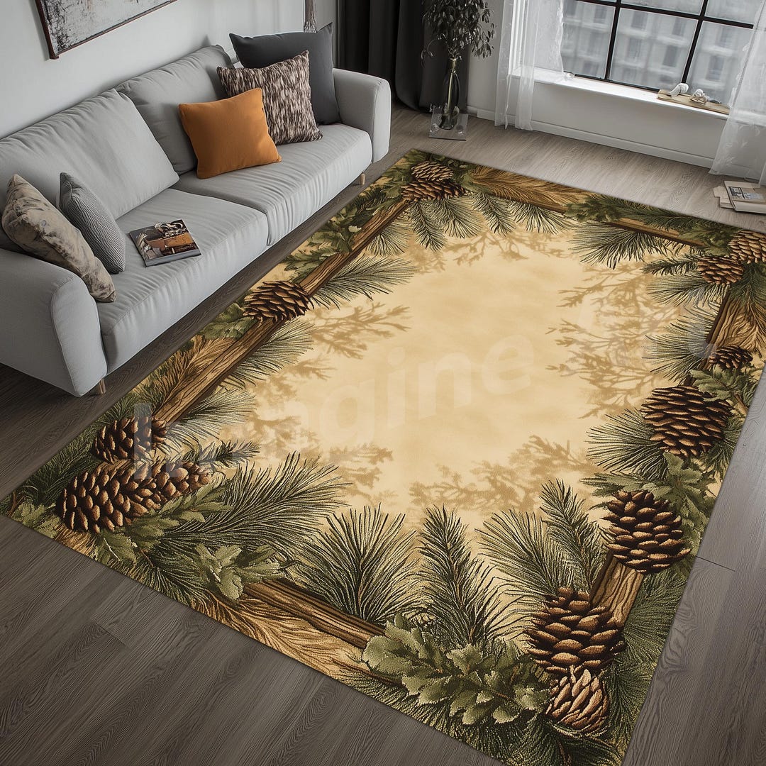 Rustic Pine Cone Rug: Earthy Forest Design - Etsy