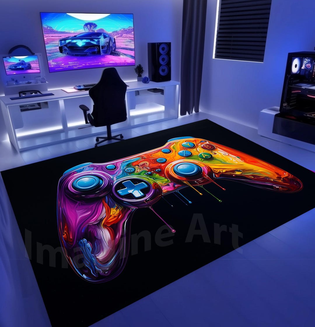 Retro Controller Rug Artistic Game Controller Rug: Velvet Low Pile Gamer Area Rug - Etsy