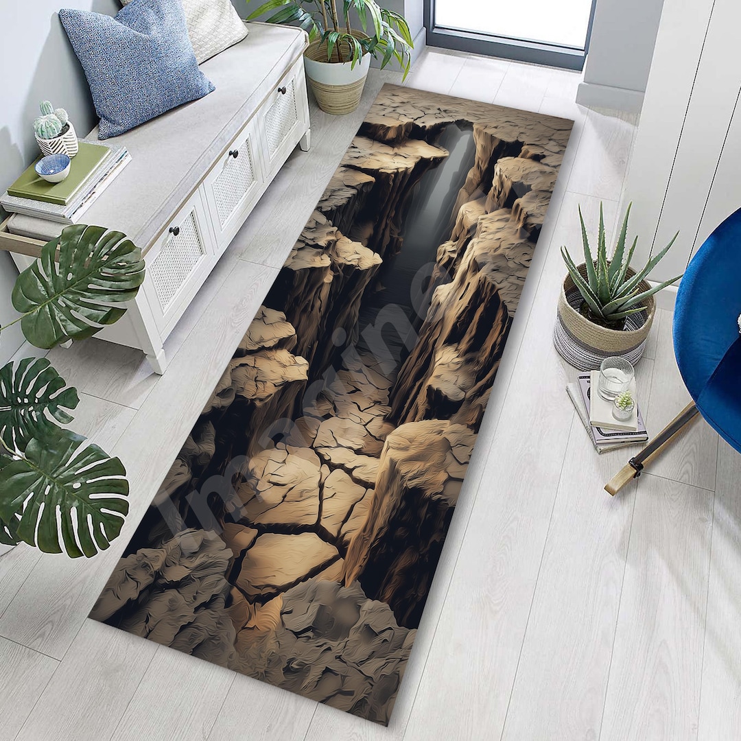 3D Crack Runner Rug, Optical Illusion Floor Art - Etsy