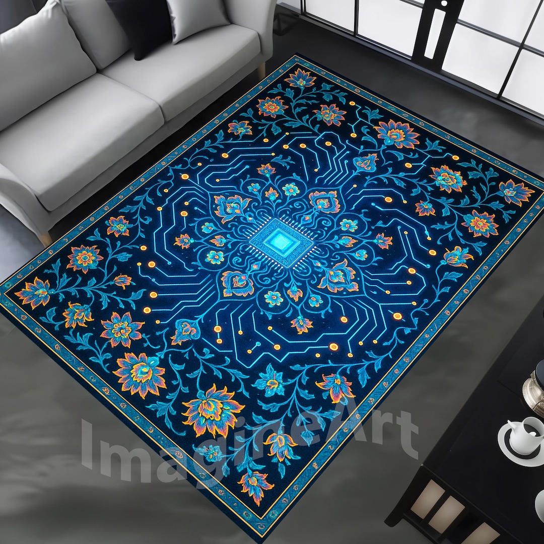 Pcb Rug Circuit Board Rug: Blue Traditional Style, Non-slip Cotton Base - Etsy