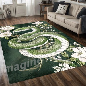 Vloerkleed groene slang: slangenpatroon, zachte fluwelen pool