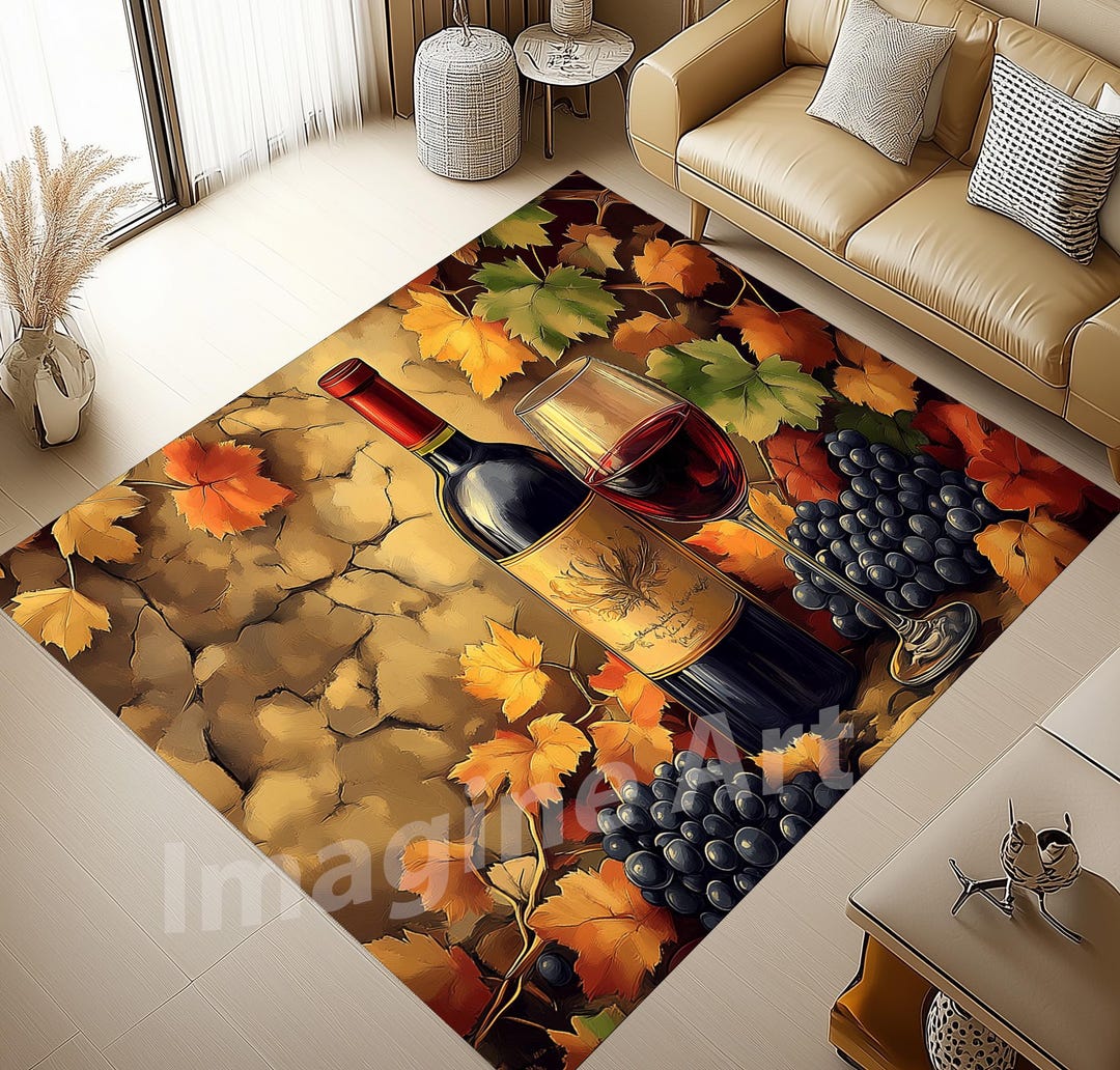 Wine Themed Kitchen Rug: Soft Velvet, Non-slip Cotton Base - Etsy