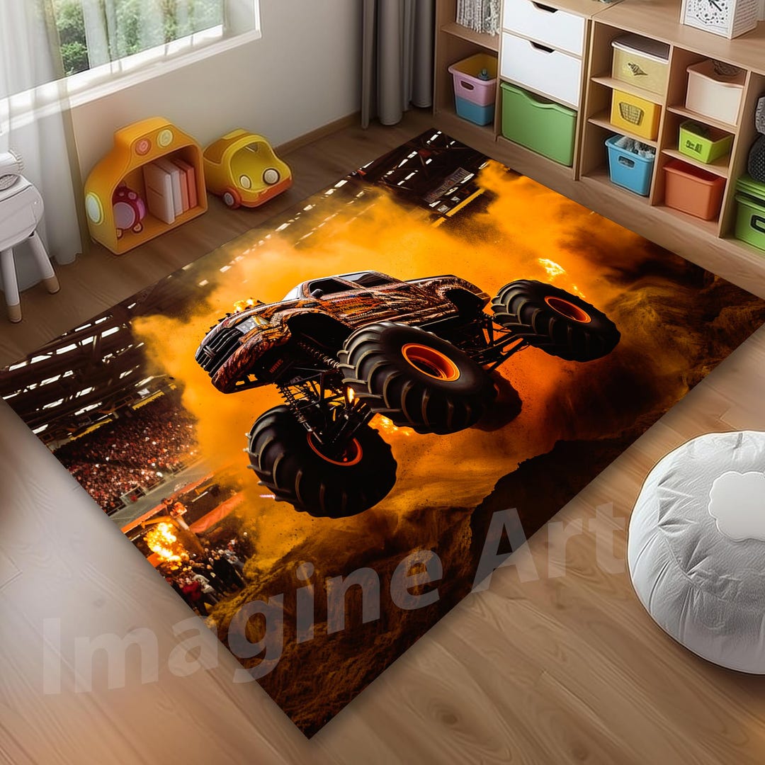 Monster Jam Rug Monster Truck Arena Rug: Boy's Room Racing Playmat - Etsy