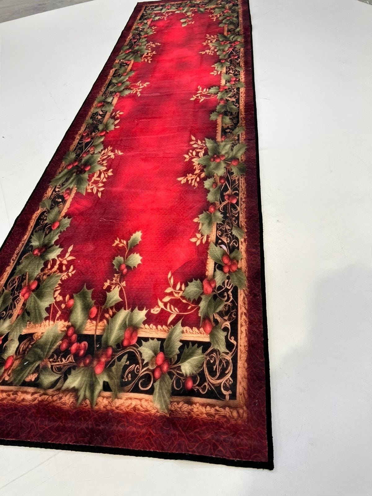 Red Holly Berry Christmas Rug, Traditional Holiday Decor - Etsy