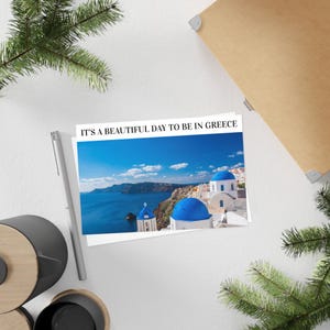Cartes postales, Dômes bleus de Santorin, Lot de 10 pièces - Souvenirs de voyage, Ensemble de papeterie de vacances, Cadeau envie de voyager, Cartes de correspondance en vrac, Tourisme