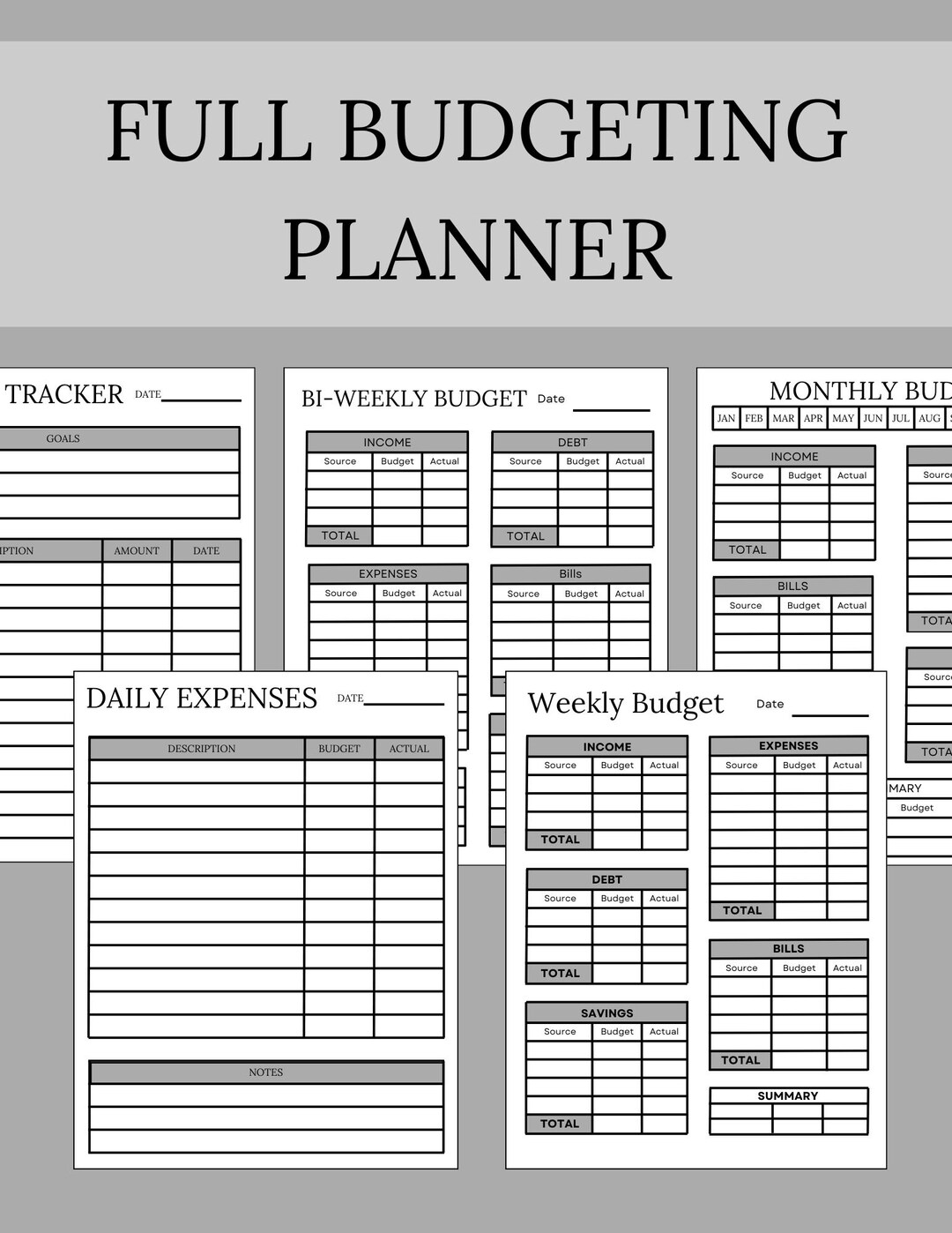 Business Budgeting Planner-gray | Daily, Monthly, an Annual Expense ...